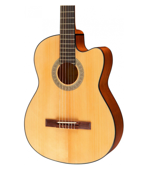 Lucero LC100CE Acoustic-Electric Cutaway Classical Guitar Natural