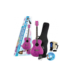 Daisy Rock Pixie Acoustic-Electric Guitar Starter Pack (Pink Sparkle) Pink Sparkle