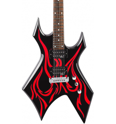 B.C. Rich Metal Master Warlock Electric Guitar Black with Tribal Fire