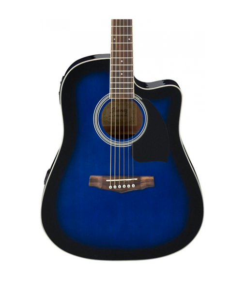 Ibanez Performance Series PF15 Cutaway Dreadnought Acoustic-Electric Guitar Transparent Blue Burst