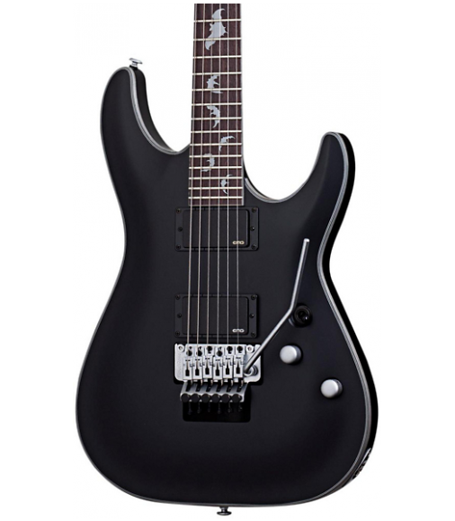 Schecter Guitar Research Damien Platinum 6 with Floyd Rose Electric Guitar Satin Black