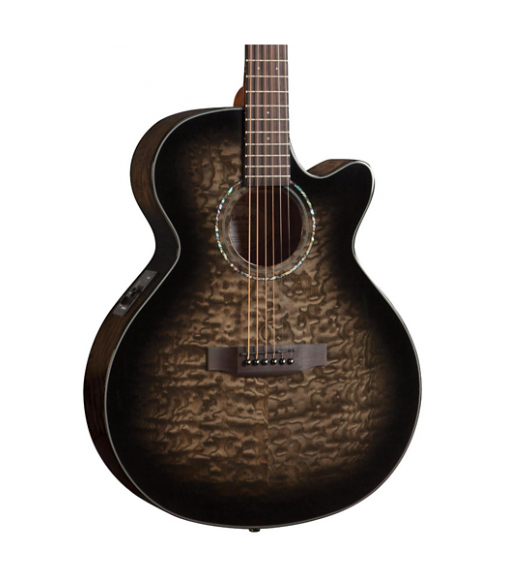 Mitchell MX420 Grand Auditorium Acoustic-Electric Guitar Midnight Black Finish