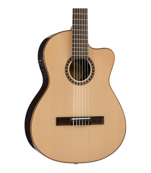 Lucero LFN200Sce Spruce/Rosewood Thinline Acoustic-Electric Classical Guitar Natural