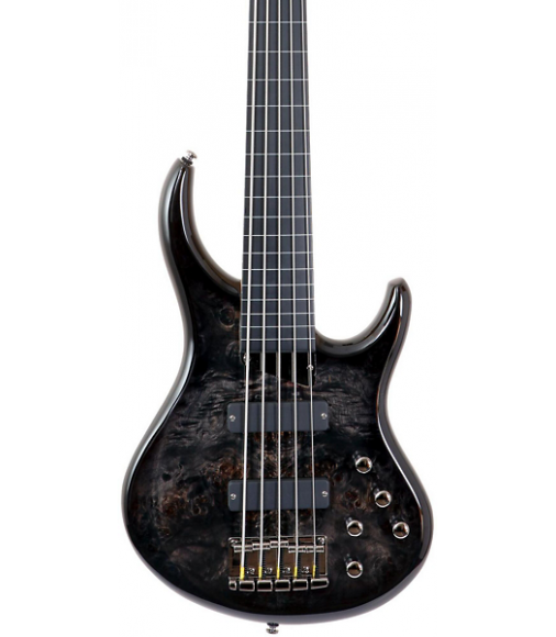MTD ZX 5-String Fretless Electric Bass Guitar Transparent Black Ebonol Fretboard