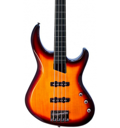 MTD Kingston Saratoga 4-String Fretless Electric Bass Guitar Tobacco Sunburst Ebony Fingerboard