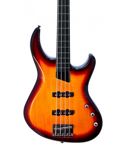 MTD Kingston Saratoga 4-String Fretless Electric Bass Guitar Tobacco Sunburst Ebony Fingerboard