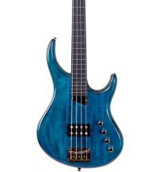 MTD Kingston Artist Fretless Bass Guitar Transparent Blue Ebonol