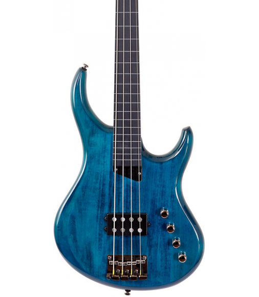 MTD Kingston Artist Fretless Bass Guitar Transparent Blue Ebonol