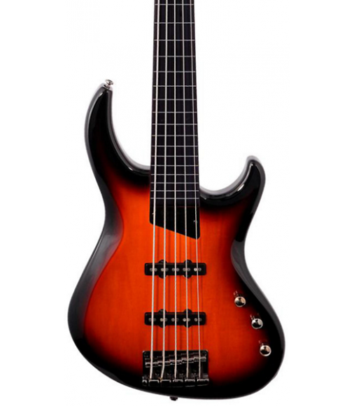 MTD Kingston Saratoga 5-String Fretless Electric Bass Guitar Tobacco Sunburst Ebony Fingerboard