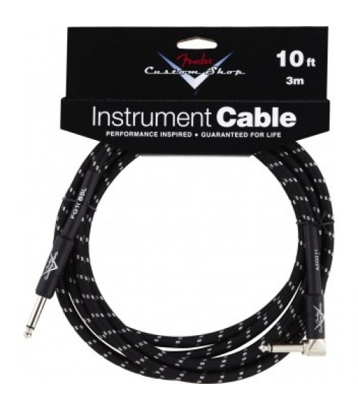 Fender Custom Shop 3m Angled Instrument Cable Black Tweed