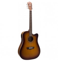 Washburn WMJ7ATBM Mini Jumbo Solid Spruce TOP Satin Tobacco Burst