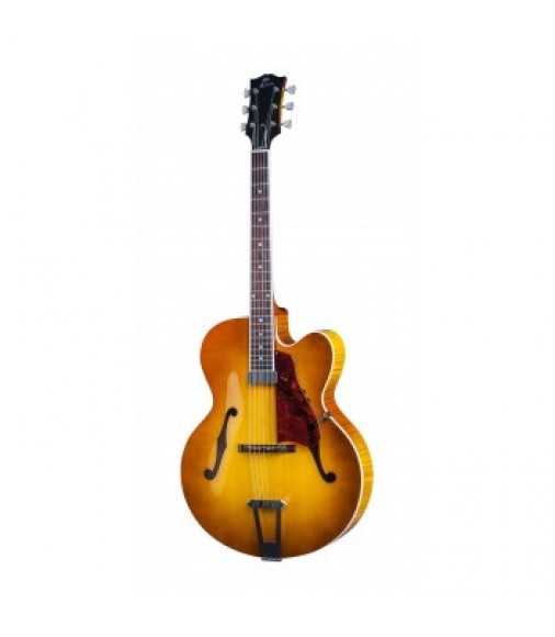 Cibson Solid Formed 17&quot; Hollowbody Venetian Cutaway - Sunrise Teaburst