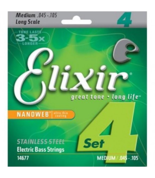 Elixir Nanoweb Medium Long Scale Bass Strings (.050 .105)