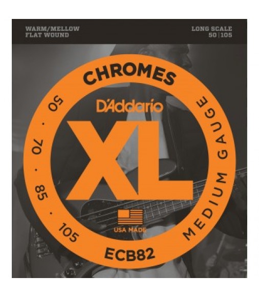D'Addario ECB82 Chromes Bass Strings, Medium, 50-105, Long Scale
