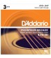 D'Addario EJ15-3D Bronze Acoustic Guitar Strings, Extra Light, 3 Sets