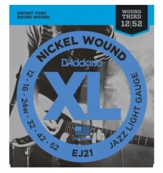 D'Addario EJ21 Nickel Wound Electric Guitar Strings, Jazz Light, 12-52