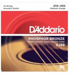 D'Addario EJ39 12-String Bronze Acoustic Guitar Strings, Medium, 12-52