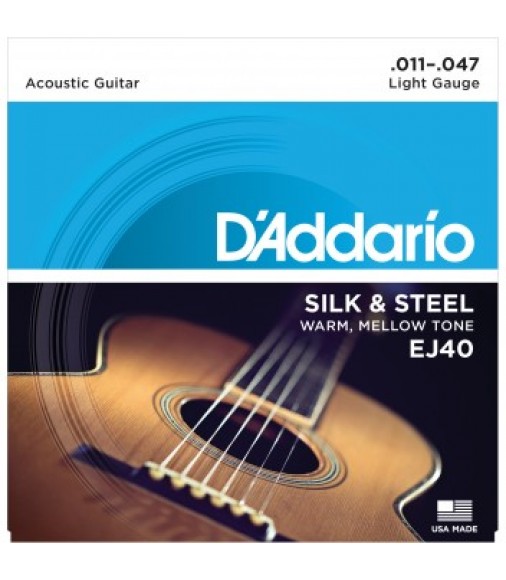 D'Addario EJ40 Silk &amp;amp; Steel Folk Guitar Strings, 11-47