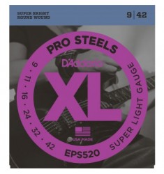 D'Addario EPS520 ProSteels Electric Guitar Strings, Super Light, 9-42