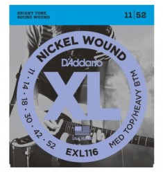 D'Addario EXL116 Wound Guitar Strings, Medium Top/Heavy Bottom, 11-52