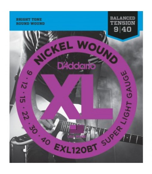 D'Addario EXL120BT Guitar Strings, Balanced Tension Super Light, 9-40