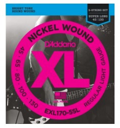 D'Addario EXL170-5SL 5-String Bass Guitar Strings, Light