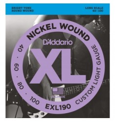D'Addario EXL190 Wound Bass Strings, Custom Light, 40-100, Long Scale