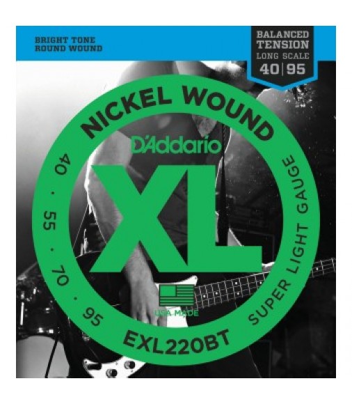 D'Addario EXL220BT Bass Guitar Strings, Super Light, 40-95