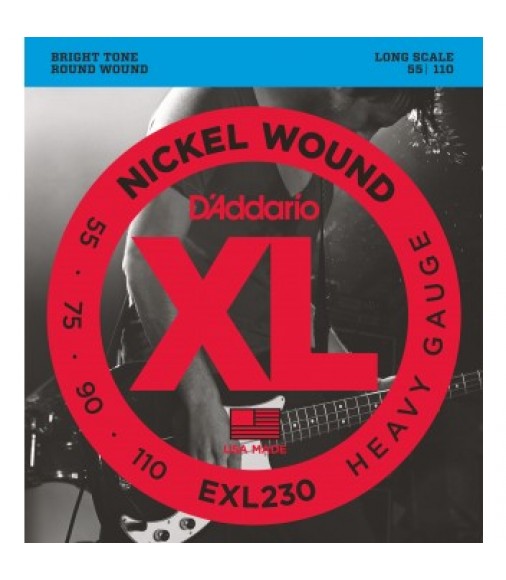 D'Addario EXL230 Wound Bass Guitar Strings, Heavy, 55-110, Long Scale