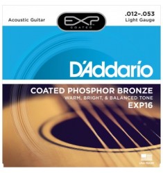 D'Addario EXP16 Coated Bronze Acoustic Guitar Strings, Light, 12-53