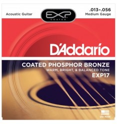 D'Addario EXP17 Coated Phosphor Acoustic Guitar Strings, Medium, 13-56