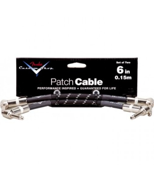 Fender Custom Shop 15cm Jack Cables Black Tweed (Pair)