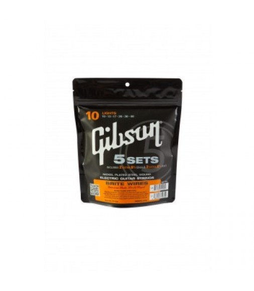 Cibson Brite Wires Electric Guitar Strings - 5 Pack (.10-.046)