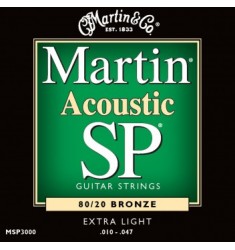 Martin MSP3000 Extra Light Acoustic Guitar Strings .010-.047