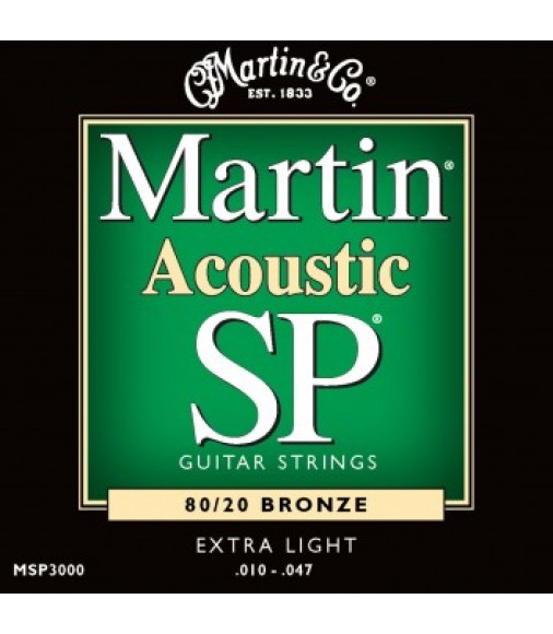 Martin MSP3000 Extra Light Acoustic Guitar Strings .010-.047