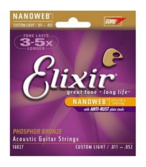 Elixir Nano Clight Acoustic Guitar Set 11-52 Phosphor