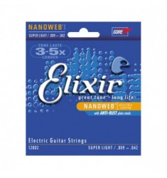 Elixir E12002 Nanoweb Electric Guitar Strings, Super Light 09-42
