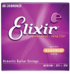 Elixir E11102 Nanoweb Medium Acoustic Strings, 13-56