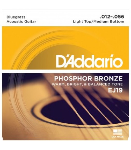 D'Addario EJ19 Bronze Acoustic Guitar Strings, Bluegrass, 12-56