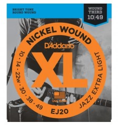 D'Addario EJ20 Nickel Wound Guitar Strings, Jazz Extra Light, 10-49