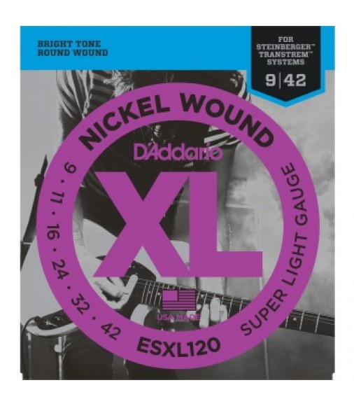 D'Addario ESXL120 Wound Electric Guitar Strings, Super Light,  9-42