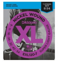 D'Addario EXL120-7 Wound 7-String Guitar Strings, Super Light, 9-54