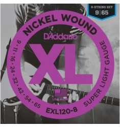 D'Addario EXL120-8 8-String Electric Guitar Strings, Super Light, 9-65