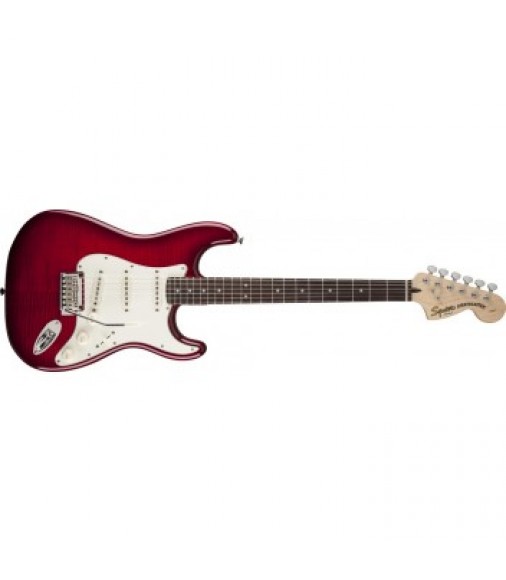 Squier Standard Strat FMT Electric Guitar Crimson Transparent Red