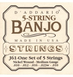 D'Addario J61 5-String Banjo Strings, Nickel, Light, 10-23