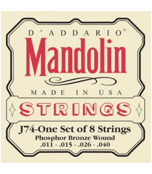 D'Addario J74 Mandolin Strings, Phosphor Bronze, Medium, 11-40