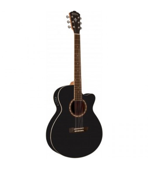 Washburn WMJ7SCEBM Electro Acoustic Guitar in Satin Black