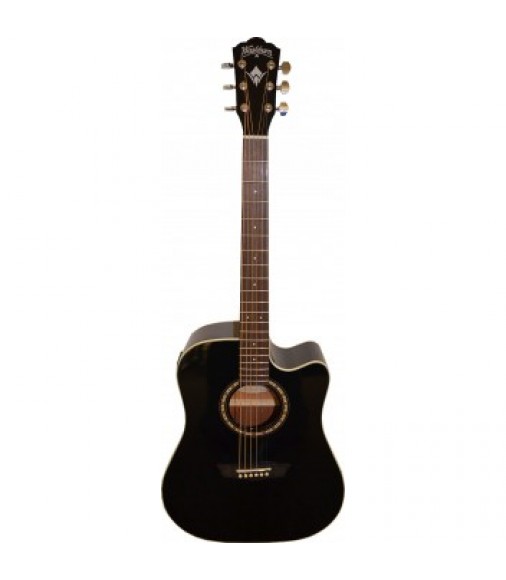 Washburn WD7SCEB Cutaway Electro Acoustic Guitar in Black Gloss