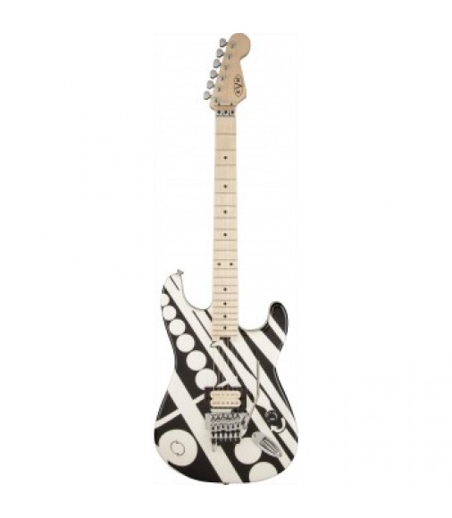 EVH Eddie Van Halen Stripe Series Circles Guitar Black &amp;amp; White