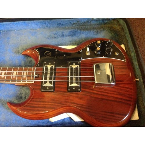 KAY 2B Electric Bass Guitar SG Style Vintage w/ Hard Shell Case